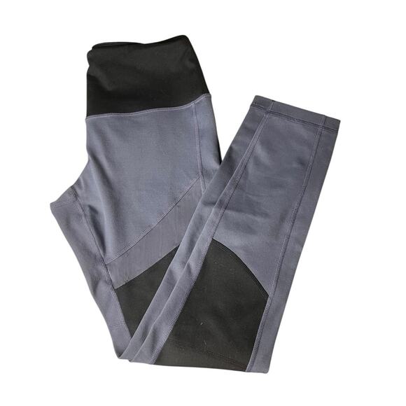 Zella Grey Black Mesh Colorblock Yoga Leggings Size Small - Picture 1 of 5